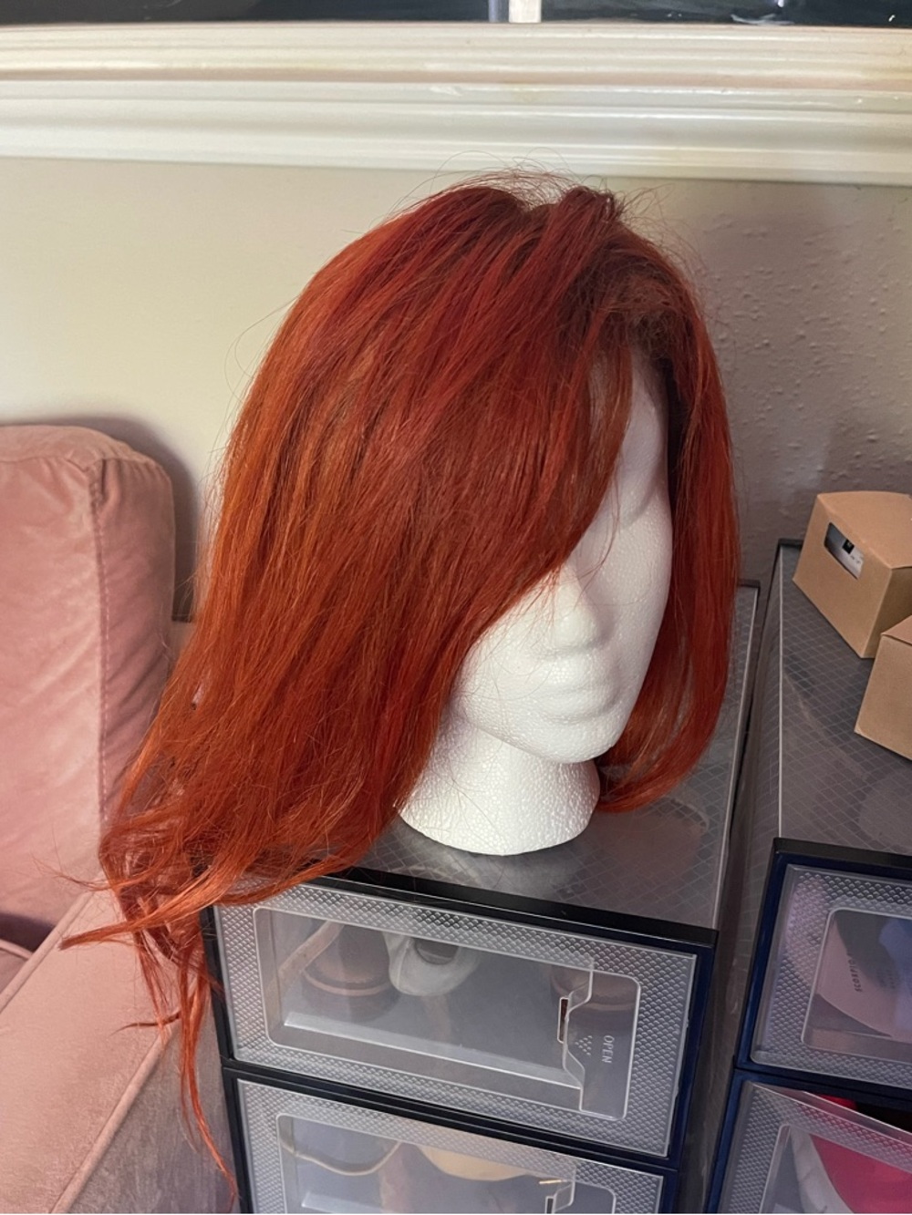 Orange/Red Human Hair Frontal Wig - Picture 3 of 5